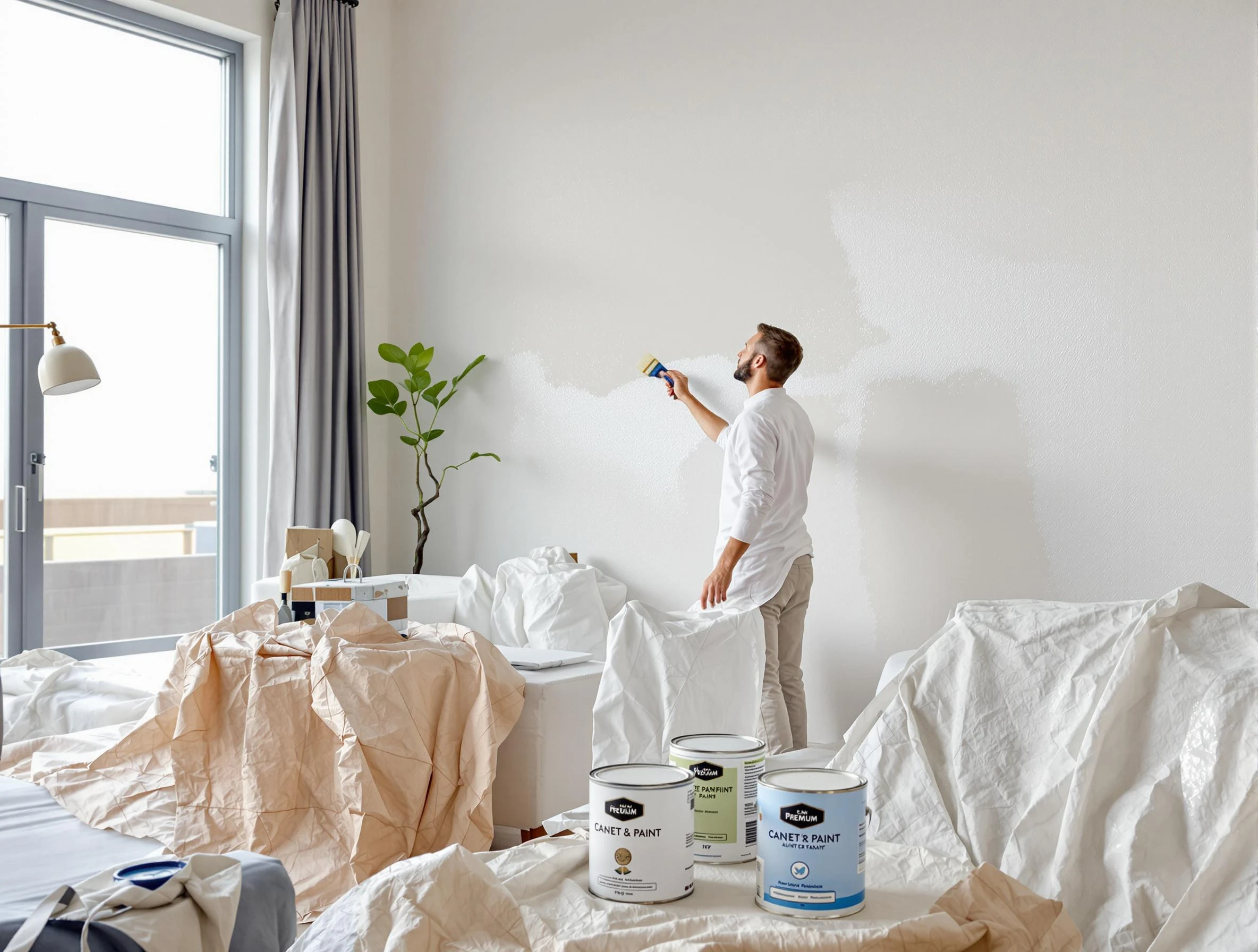 Florence House Painters team carefully painting an interior wall in Florence, AZ