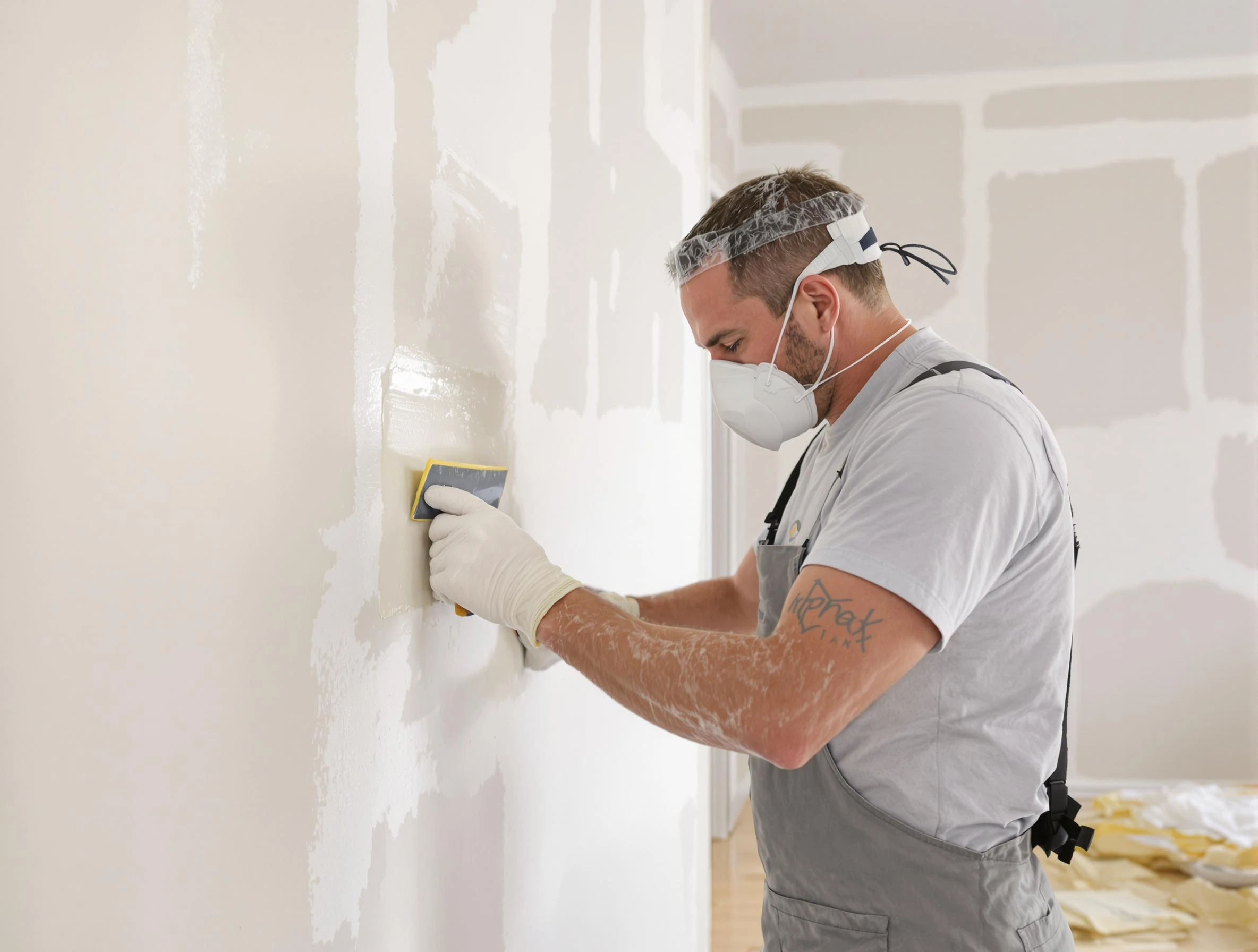 Florence House Painters technician applying mud to drywall seams in Florence, AZ